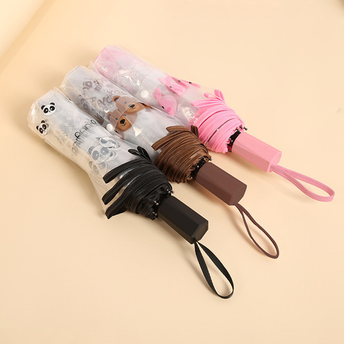 Transparent umbrella cartoon cute internet celebrity Xiaohongshu recommends transparent thickened umbrella for shooting students’ umbrella
