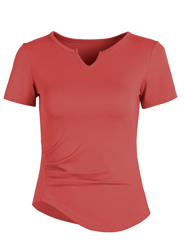 Small v-neck slim yoga top women's summer running quick-drying sports t-shirt waist dance fitness short-sleeved new product
