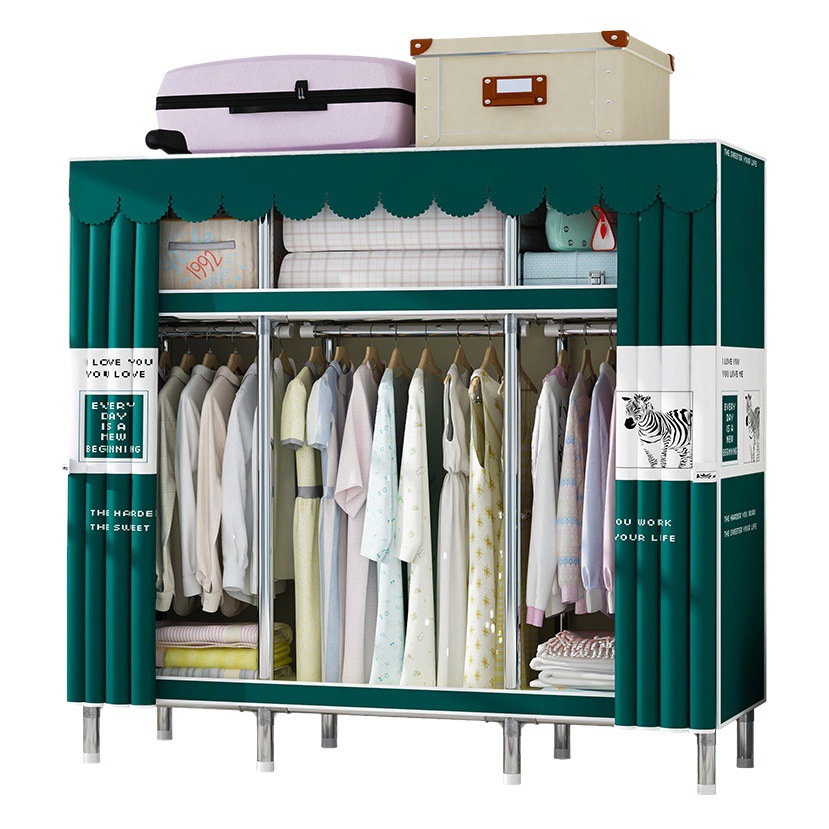 Simple Wardrobe Steel Pipe Thickened Reinforced Alloy Interface Cloth Wardrobe Simple Economical Assembly Storage Wardrobe