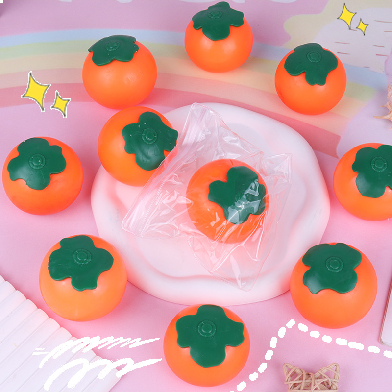 Simulación de líquido caqui pellizcar música descompresión TPR juguete de ventilación de harina rebote lento fruta de simulación