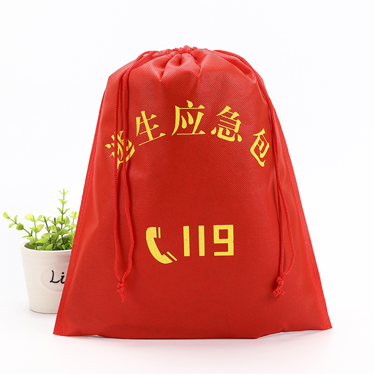 Fire Emergency Bag 119 Red Non-woven Storage Bag Fire Equipment Escape Emergency Rope Fire Emergency Bag