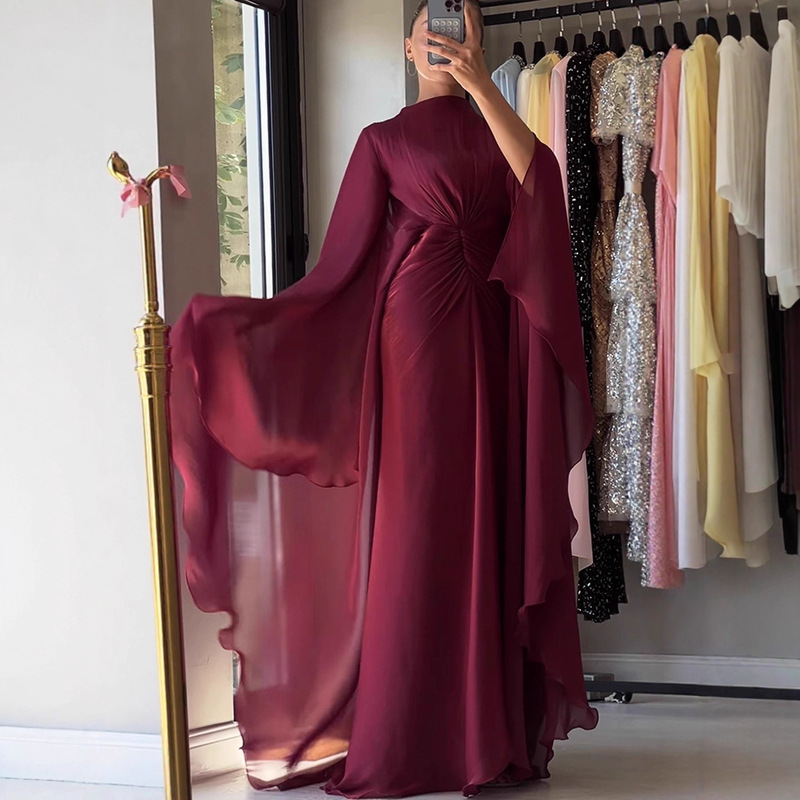 2025 Autumn Cross-Border European and American New Style Elegant Waist-Cinching Long Dress 2025 Autumn Cross-Border European and American New Style Elegant Waist-Cinching Long Dress