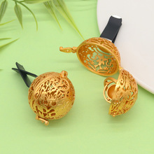 国潮文创沙金镂空龙纹香囊球汽车空调出风口夹车载香薰放香丸装饰
