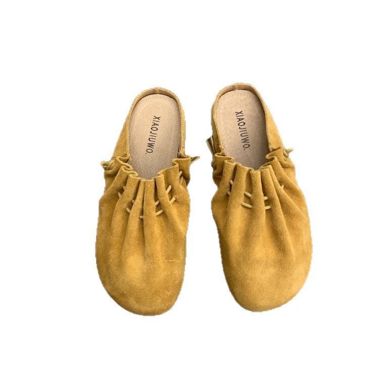 Zapatos Bocken suaves de primavera de 2025 nuevos zapatos de moda retro de un solo pie con un par de zapatos de cabeza