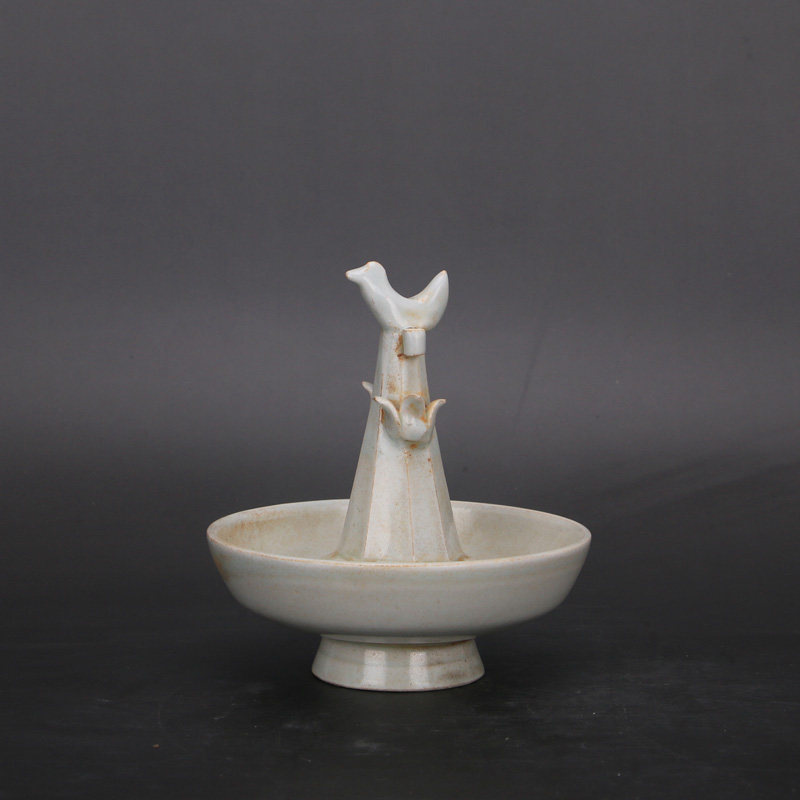 Songhu Tian Kiln Fully Handmade White-Glazed Swallow Oil Lamp Decorative Ornament Antique Imitation Porcelain Old Object Collection
