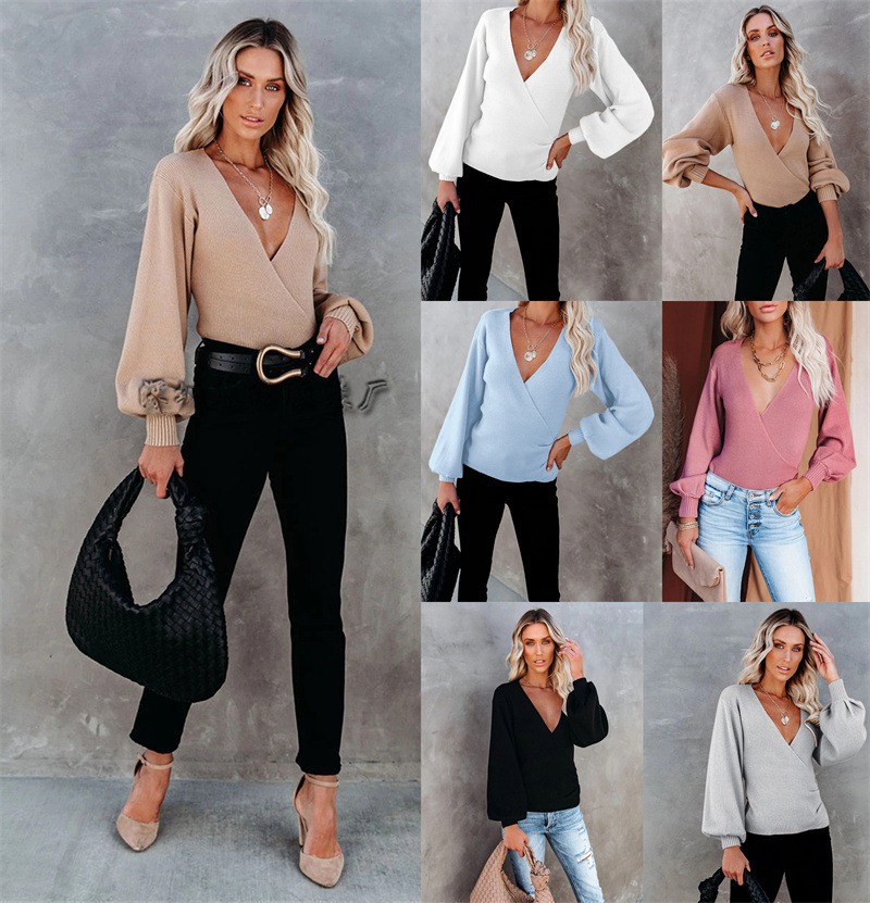 demi-season solid color knitted sweater