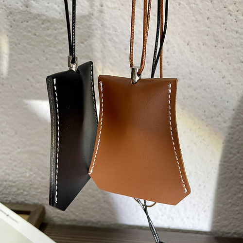 Neck strap earphone bag, glasses clip, multi-functional PU leather glasses case, outdoor portable hat, glasses and necklace storage