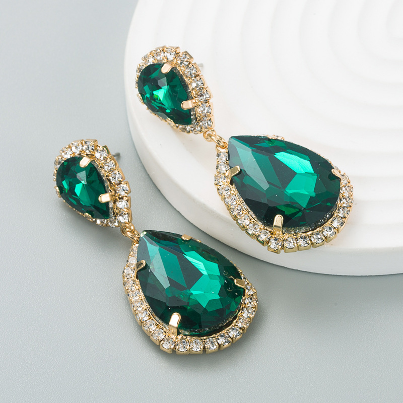 Fashion Multi-color Drop-shaped Retro Diamond Alloy Earrings display picture 2