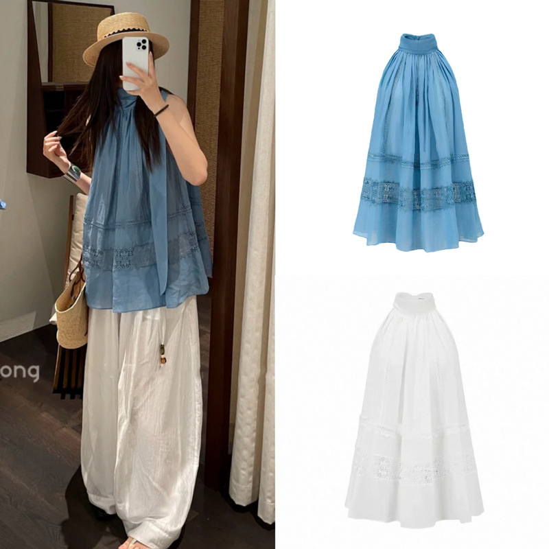 Into 26 New Style Ramie Top Spring and Summer Lace Patchwork Sleeveless Top