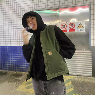 High-Quality Carh Kaha V02 Vintage Retro Washed Workwear Cotton Vest Couple Casual Pure Color Jacket