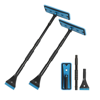 Extra-Large Detachable Rubber Scraper Car Snow Removal Shovel, Aluminum Alloy Retractable Non-Damaging Paint-Friendly Eva Sponge Snow Brush (Other Automotive Safety Supplies) - at-021-snow-shovel-blue