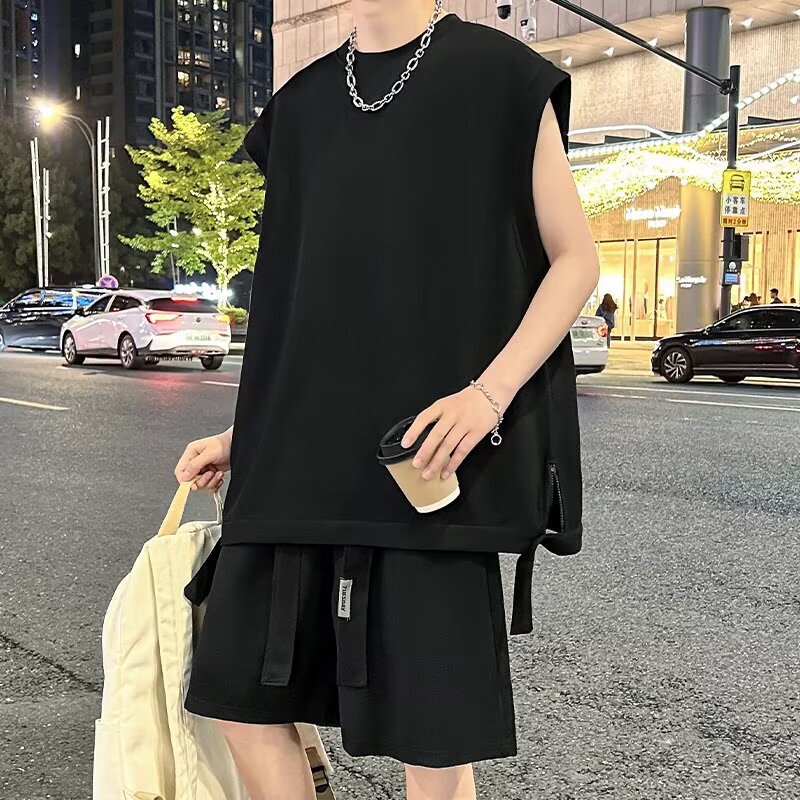 Sleeveless T-Shirt Men's Summer Thin Casual Sports Basketball Uniform Vest Suit with Shorts to Wear a Set Sleeveless T-Shirt Men's Summer Thin Casual Sports Basketball Uniform Vest Suit with Shorts to Wear a Set