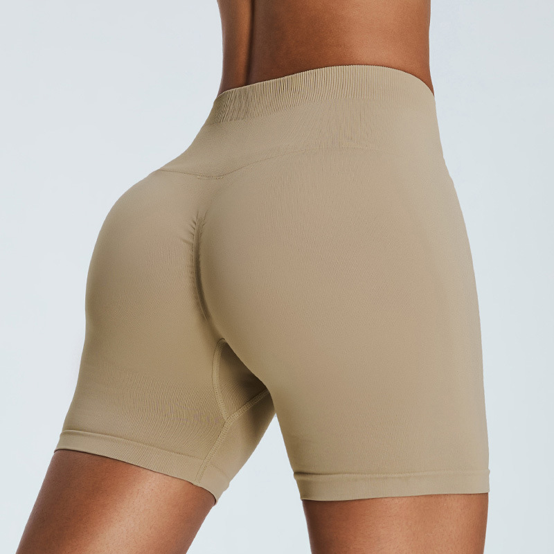 Europa y los Estados Unidos sin pantalones cortos de cintura alta de mujer pantalonos de gimnasio de tres puntos, pantalones cortos deportivos apretados y rápidos para correr al aire libre