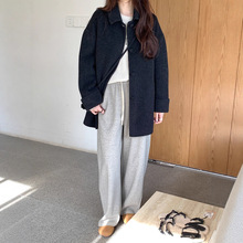 薇颂服饰冬季新款女装羊毛双面呢子大衣翻领毛呢外套女（配小包）