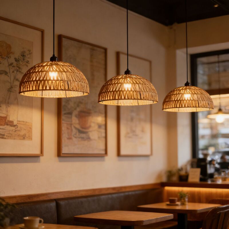 Cross-Border Supply of Nordic Bohemian Style Paper Rope Woven Hollow Lampshades, Country-Style Lampshades for Living Room and Dining Room Chandeliers