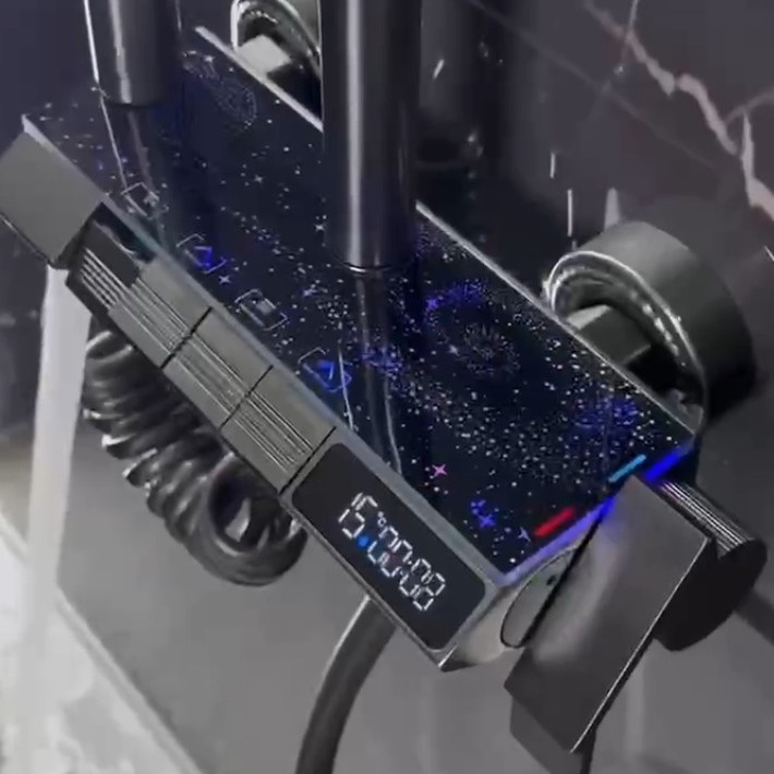 Espacio de aluminio temperatura constante lluvia lluvia conjunto doméstico luz de atmósfera de visualización digital baño presurizado ducha al por mayor transfronteriza