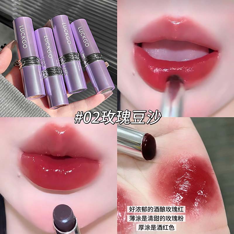 LUCKGO rosa negra magia no tachar taza de lápiz labial humectante vidrio transparente labios de color pseudo simple desarrollo de color barato maquillaje