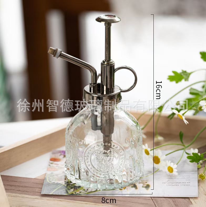 Regadera de vidrio retro para jardinería, botella pulverizadora doméstica, pulverizador de presión pequeño para regar flores y jarrones. image 9