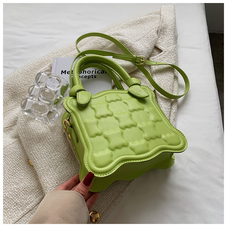 Summer New Fashion Solid Color Embossed Hand-held Small Square Bag 20*18*6.5cm display picture 5
