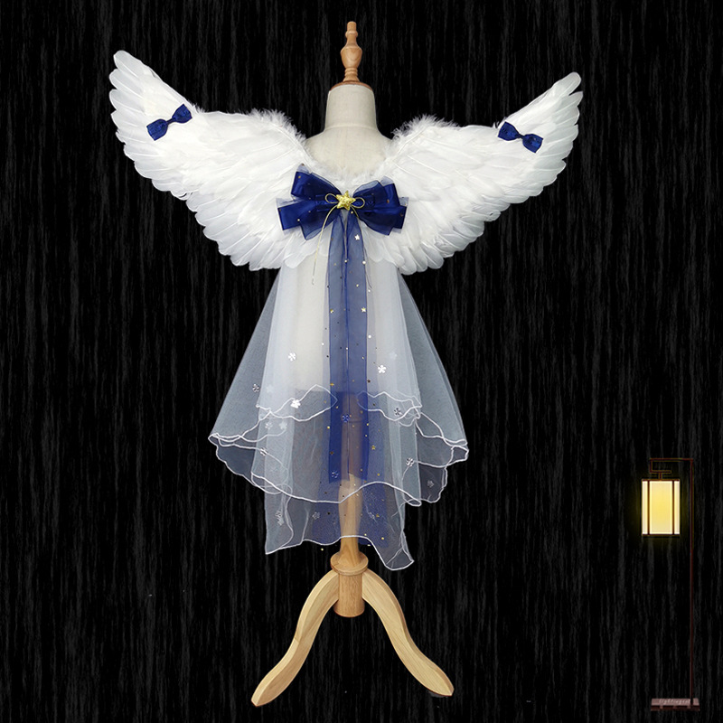 Cosplay Ángel pluma alas apoyos Navidad Halloween rendimiento traje etapa apoyos princesa decoración trasera