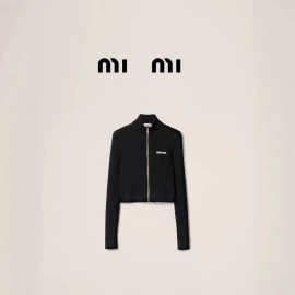 miu家缪系拉链半高领修身时尚针织外套女35秋冬款长袖开衫修身