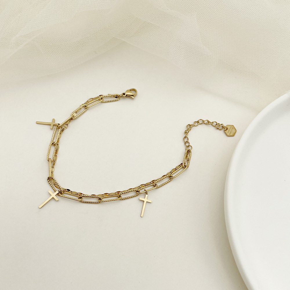 Fashion Cross Stainless Steel Plating Bracelets 1 Piece