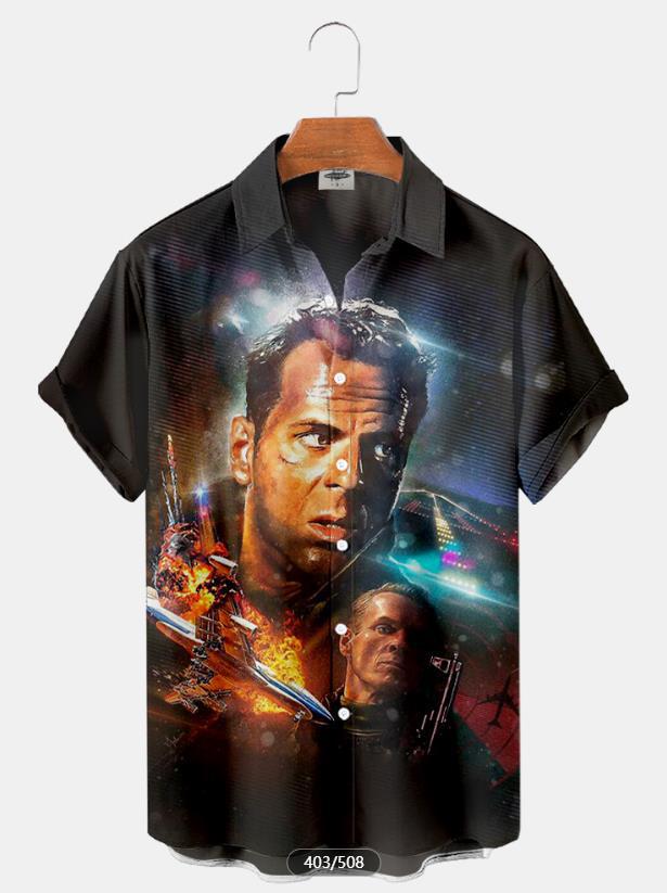 2023 nueva camisa 3D de talla grande para hombres transfronterizos serie caliente camisa hawaiana impresa digital 3D fuente