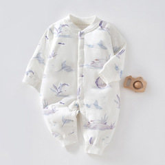 Newborn baby pure cotton hooded onesie 40g boneless onesie baby autumn winter thin cotton crawling suit infant onesie