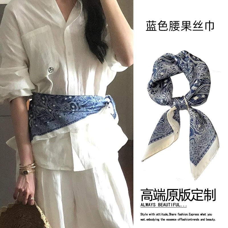 2025 nueva correa de cuello flor de anacard pequeña bufandas cuadradas bufandas de seda con camisa decoración de mujeres de alta calidad accesorios de cuello