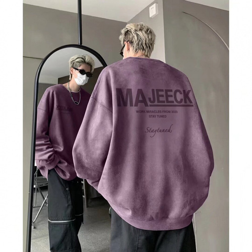 New Autumn/Winter Round Neck Sweatshirt with Hong Kong Style, Ins Korea Version, Versatile, Simple Campus Style Couple Print Sweatshirt Top