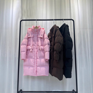 Personalized down Jacket for Women, Autumn and Winter New Mid-Length Hooded Fashionable Warm Thickeneded 90 Duck down Over-The-Knee Long Jacket