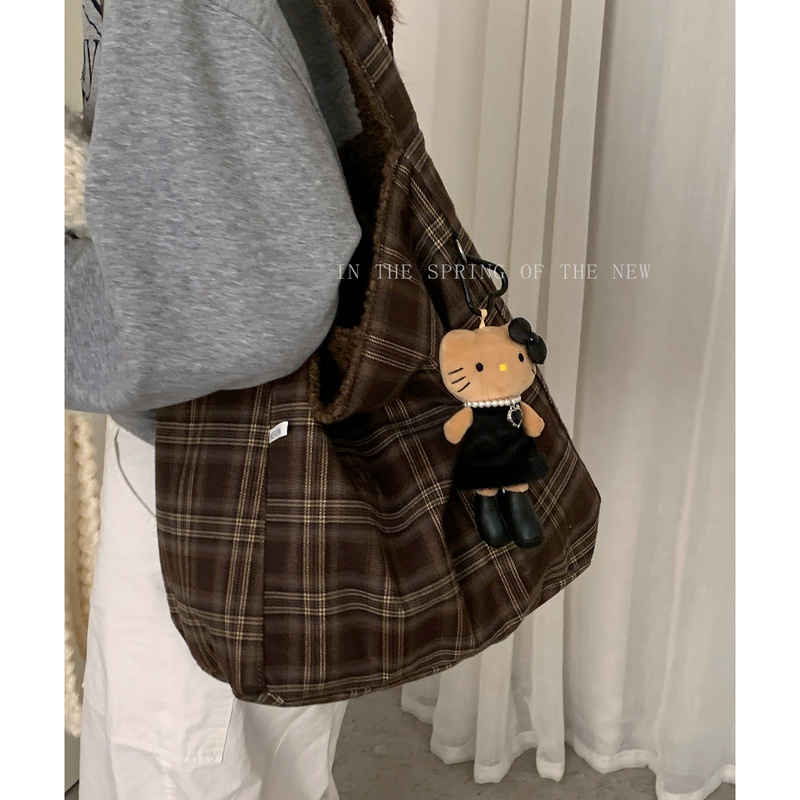 休闲慵懒风大容量腋下包包女2025新款毛绒托特包时尚单肩双面包|undefined