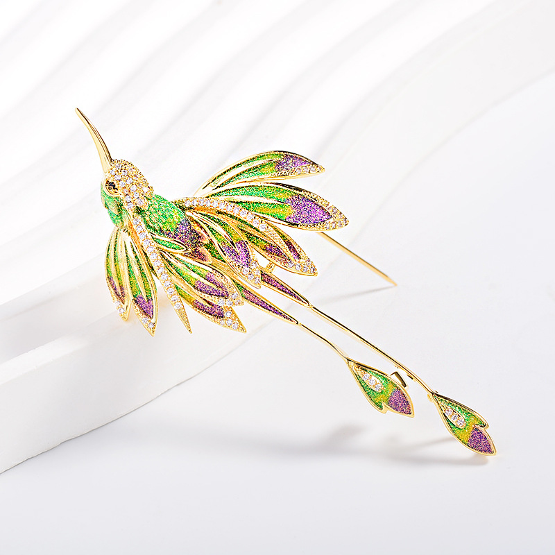 New Classy Enamel Bird Brooch, Niche Design, Exquisite Micro-Inlaid Zirconium Corsage, Fashionable and Versatile Accessory Brooch