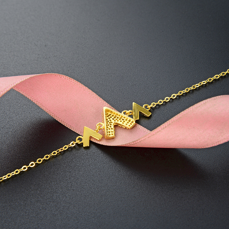 Nuevo estilo fresco popular accesorios Corea del Sur 925 pulsera de circonio de plata de las mujeres elegante letra en forma de V estilo simple pulsera