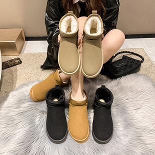 Winter new snow shoes plus size foreign trade flat short northeast cotton shoes fleece-lined thick warm snow boots for women