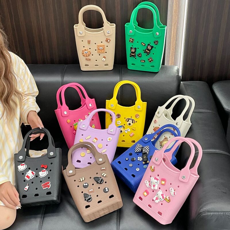2025 foreign trade new hand bag EVA hole bag summer seaside waterproof detachable DIY handbag out