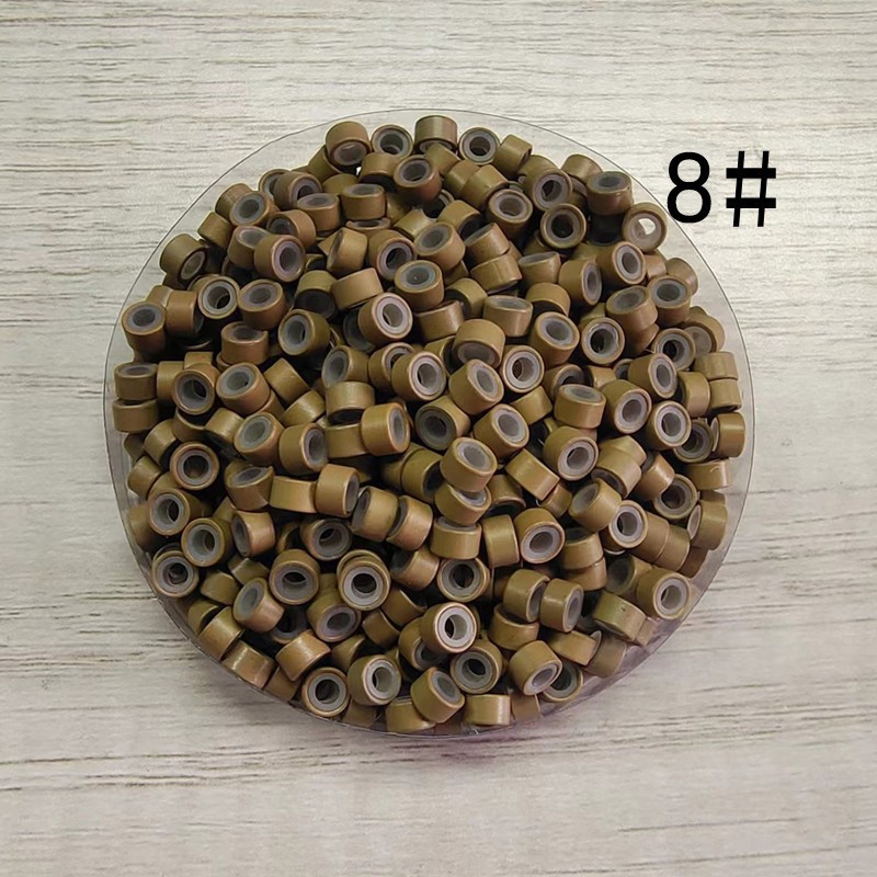 Clips de extensión de cabello sin costuras transfronterizos, anillos de extensión de cabello de silicona acampanados, clips de extensión de cabello con alambre dorado láser, anillos de extensión de cabello sin costuras.