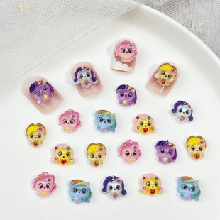 New My Little Pony Cartoon Nail Art Accessories Cute Three-Dimensional Animation Pony Resin Diamond DIY Wearable Nail Accessories