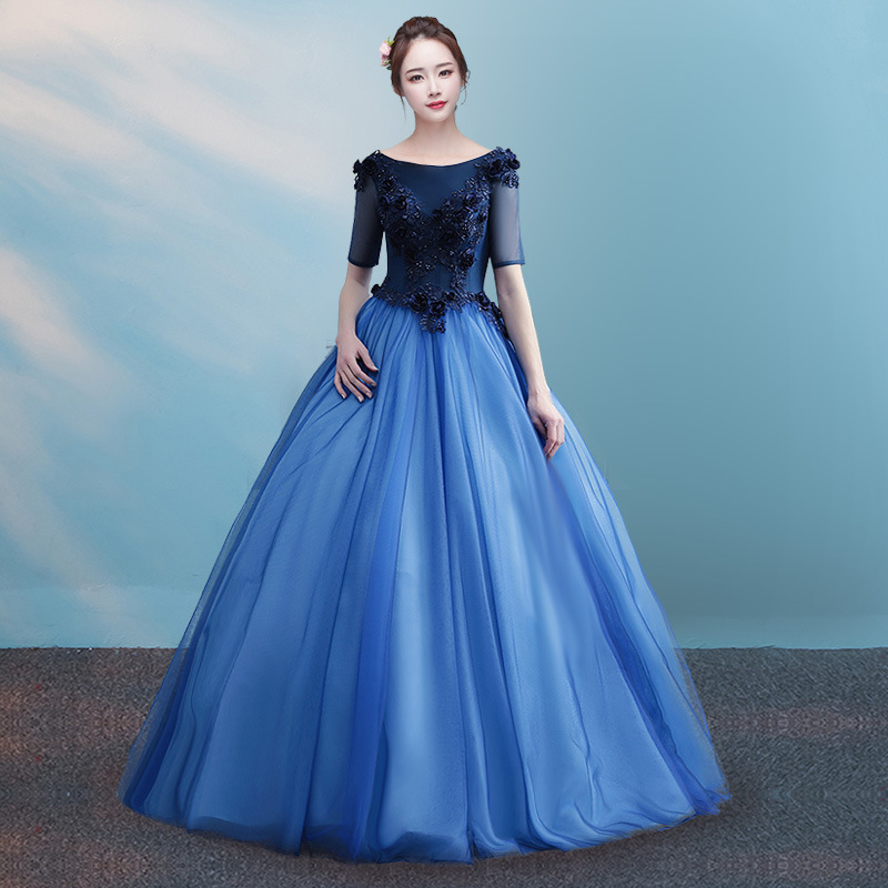 Evening Dress French Vocal Performance Art Exam Bel Canto Solo Host Performance Outfit Runaway Princess Style Adult Ceremony Puffy Dress