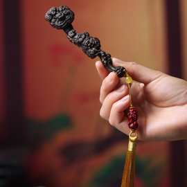 厂家直供紫檀木雕刻林芝如意挂件红木把玩件手把件文玩居家摆饰