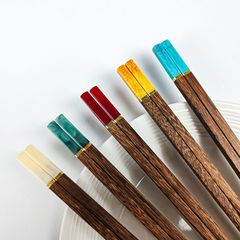 鸡翅木筷子家用实木筷子无漆无蜡分餐一人一筷仿玉石礼品筷子批发