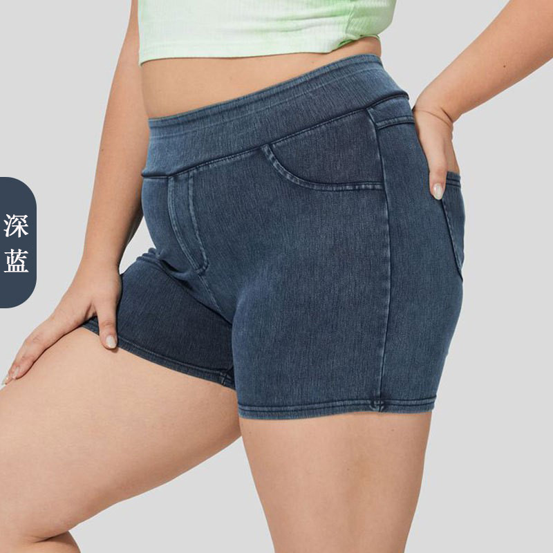 Nuevos pantalones de yoga jeans de tamaño más grande, cintura alta y delgada, mejora de cadera de doble bolsillo, pantalones deportivos