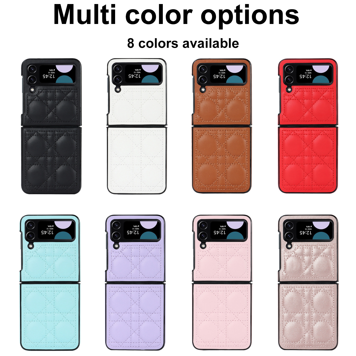 Suitable for Samsung ZFLIP3/4 3D diamond grid Galaxy Z Fold3/4 foldable screen trendy brand skin feel phone case_voghion.com