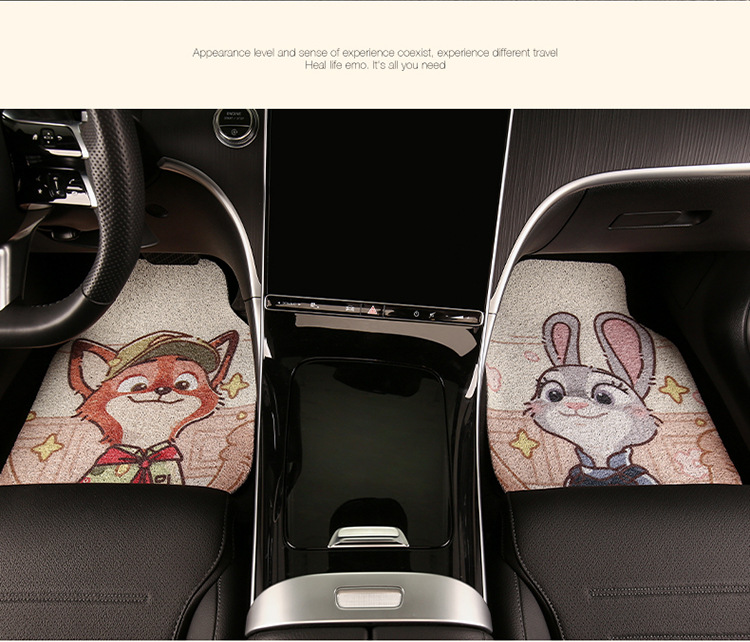 Cute Cartoon Car Mat Wire Ring Single-piece Anti-dirty Carpet Protection Mat for High-end Car Thickened Universal Girl