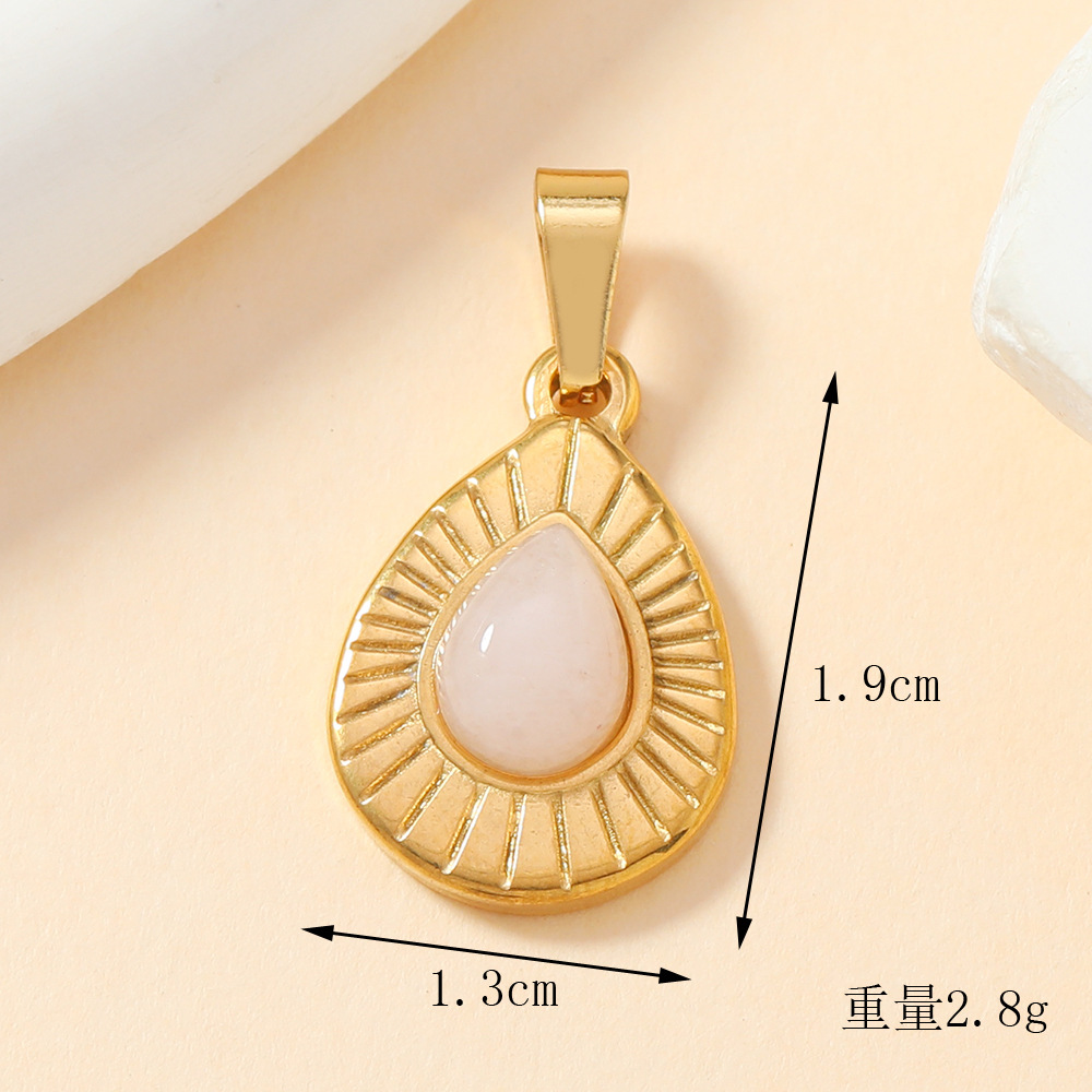 Joyas de acero de titanio transfronterizas de lujo ligero de fundición incrustado con gemas rosadas collares de diamantes pulseras diy colgante geométrico