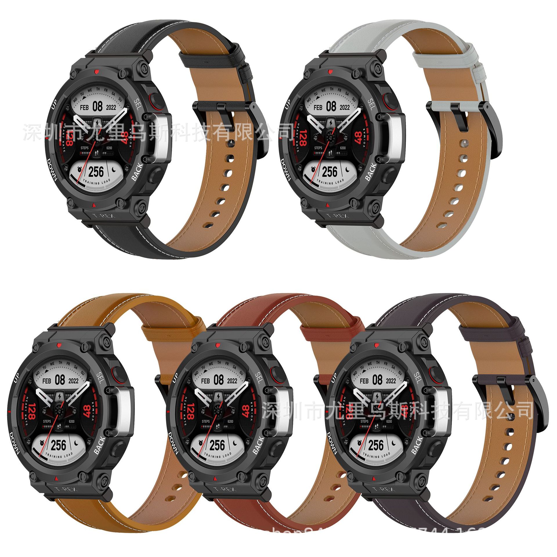 适用华米1918霸王龙2代手表带Amazfit T-Rex 2高品质真皮替换表带