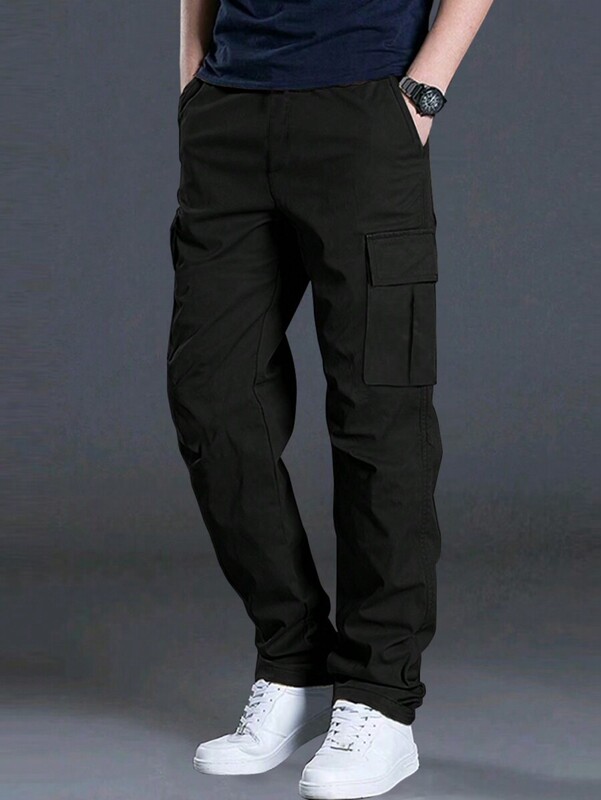D 18191 Relaxed Cargo Pants Loose Straight-Leg Multi-Pocket Work Pants D 18191 Relaxed Cargo Pants Loose Straight-Leg Multi-Pocket Work Pants