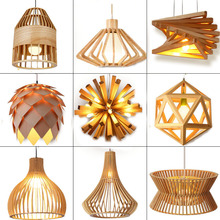 日式吊灯火锅店实木艺餐厅灯创意北欧原木鸟笼吊灯韩式料理吧台灯