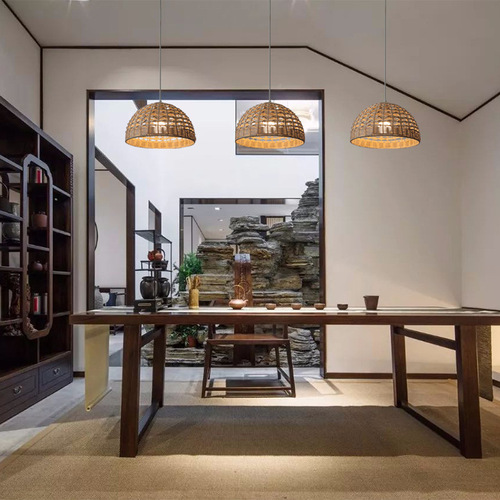 Modern light luxury lighting living room study restaurant rattan chandelier lampshade bar simple creative decorative lampshade