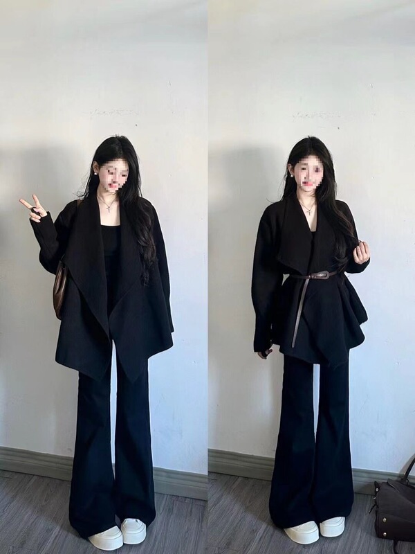 套装女春季新款法式感翻领针织毛衣开衫高腰显瘦休闲长裤|undefined